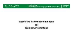 Titelbild Vortrag Waldentwicklung und Wald(um)bau - Endres - Hochschule Weihenstephan-Triesdorf